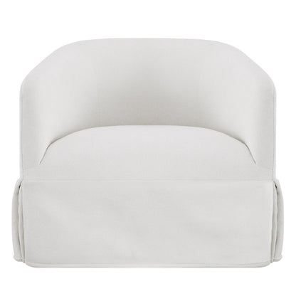 EllaGrace swivel armchair with faux slipcover in soft white, perfect for cozy interiors - CHITA Living