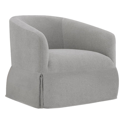 Soft gray EllaGrace swivel armchair with rounded design for modern living spaces - CHITA Living