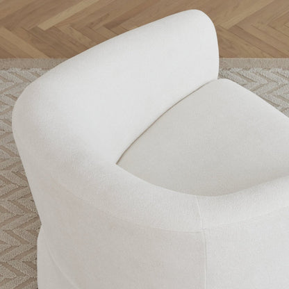 Top view of EllaGrace swivel armchair in soft white with rounded design - CHITA Living