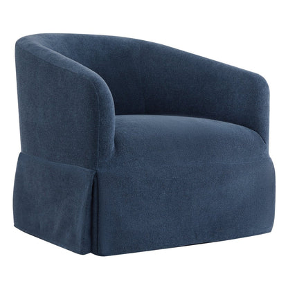 EllaGrace swivel armchair in navy blue with cozy rounded design and kick-pleat details - CHITA Living