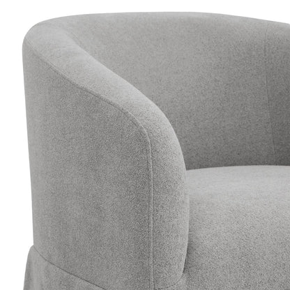 EllaGrace swivel armchair in soft gray with rounded design and kick-pleat detailing - CHITA Living