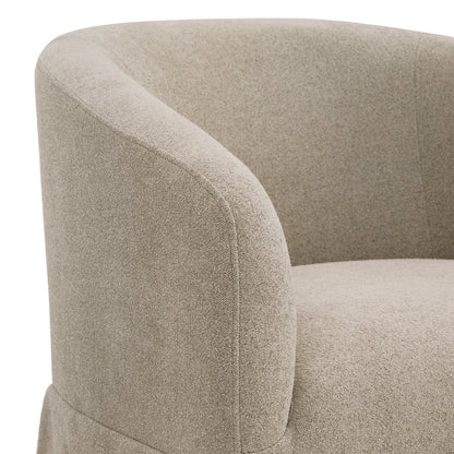 Soft beige EllaGrace swivel armchair featuring rounded design and textured fabric - CHITA Living