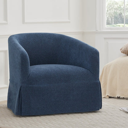 EllaGrace slipcovered swivel armchair in navy blue, perfect for modern living spaces - CHITA Living