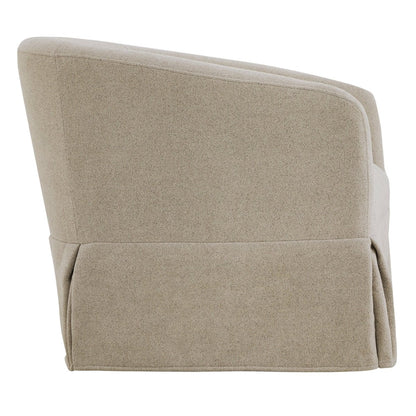 EllaGrace swivel armchair in soft beige with stylish kick-pleat detailing for modern decor - CHITA Living