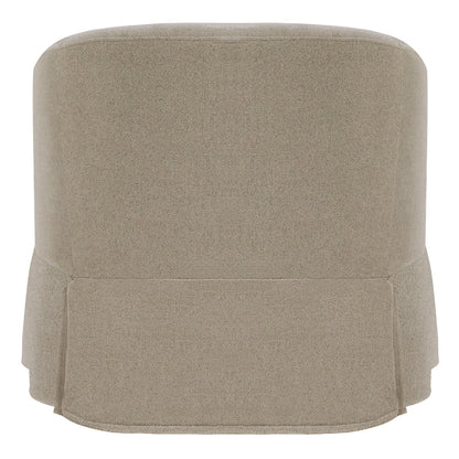 Back of EllaGrace slipcovered armchair in soft beige with kick-pleat detailing - CHITA Living