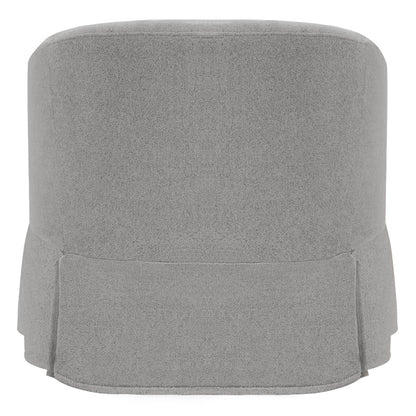 Soft gray EllaGrace swivel armchair back view featuring kick-pleat design - CHITA Living