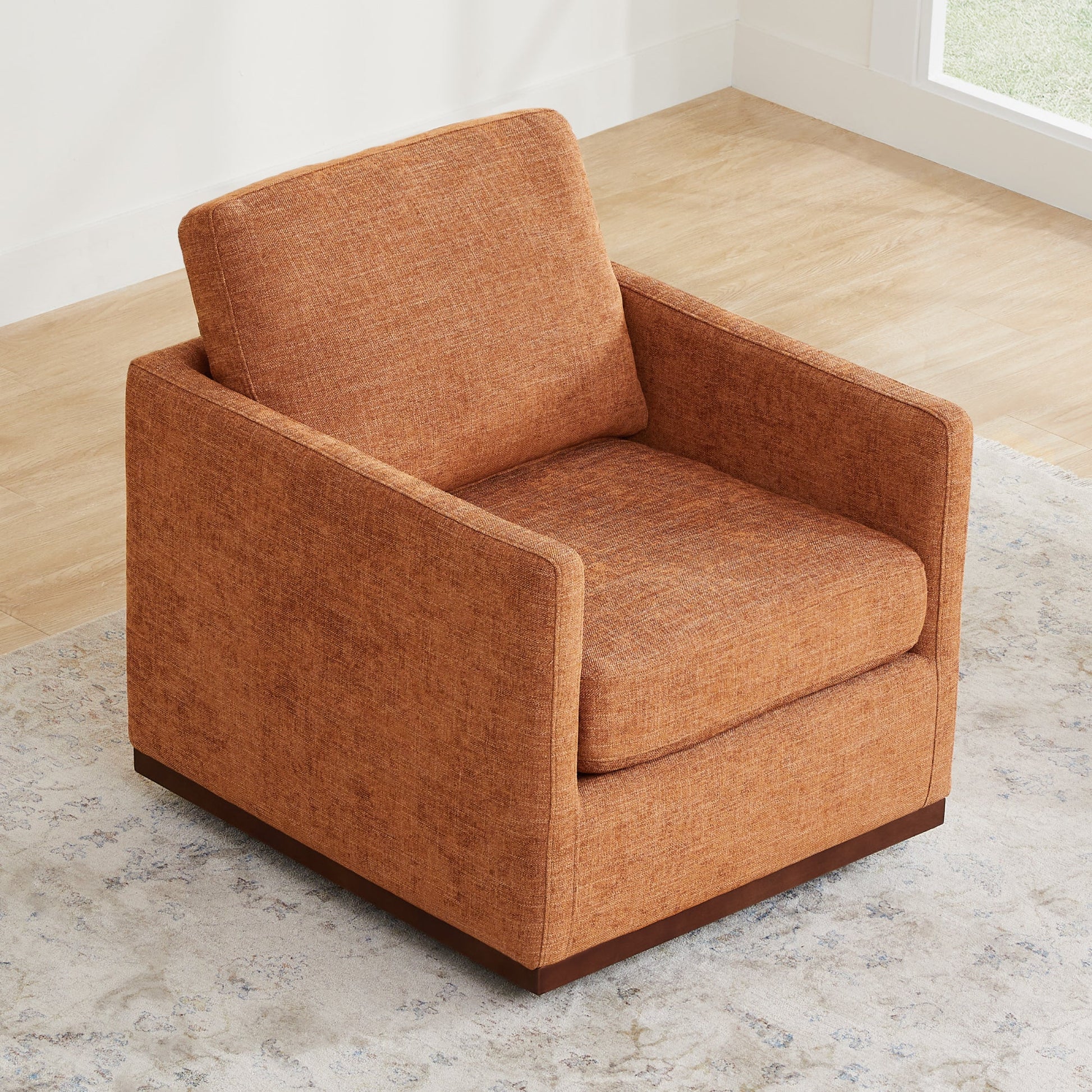 CHITA LIVING-Henry Swivel Accent Chair-Accent Chair-Fabric-Terracotta-