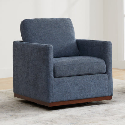 CHITA LIVING-Henry Swivel Accent Chair with Wood Base-Accent Chair-Fabric-Blue-