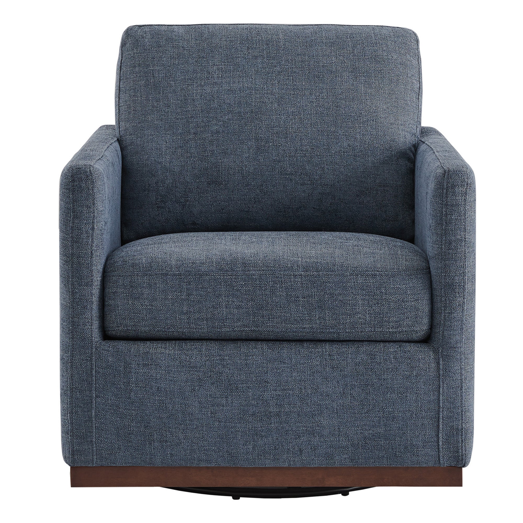 CHITA LIVING-Henry Swivel Accent Chair with Wood Base-Accent Chair-Fabric-Blue-