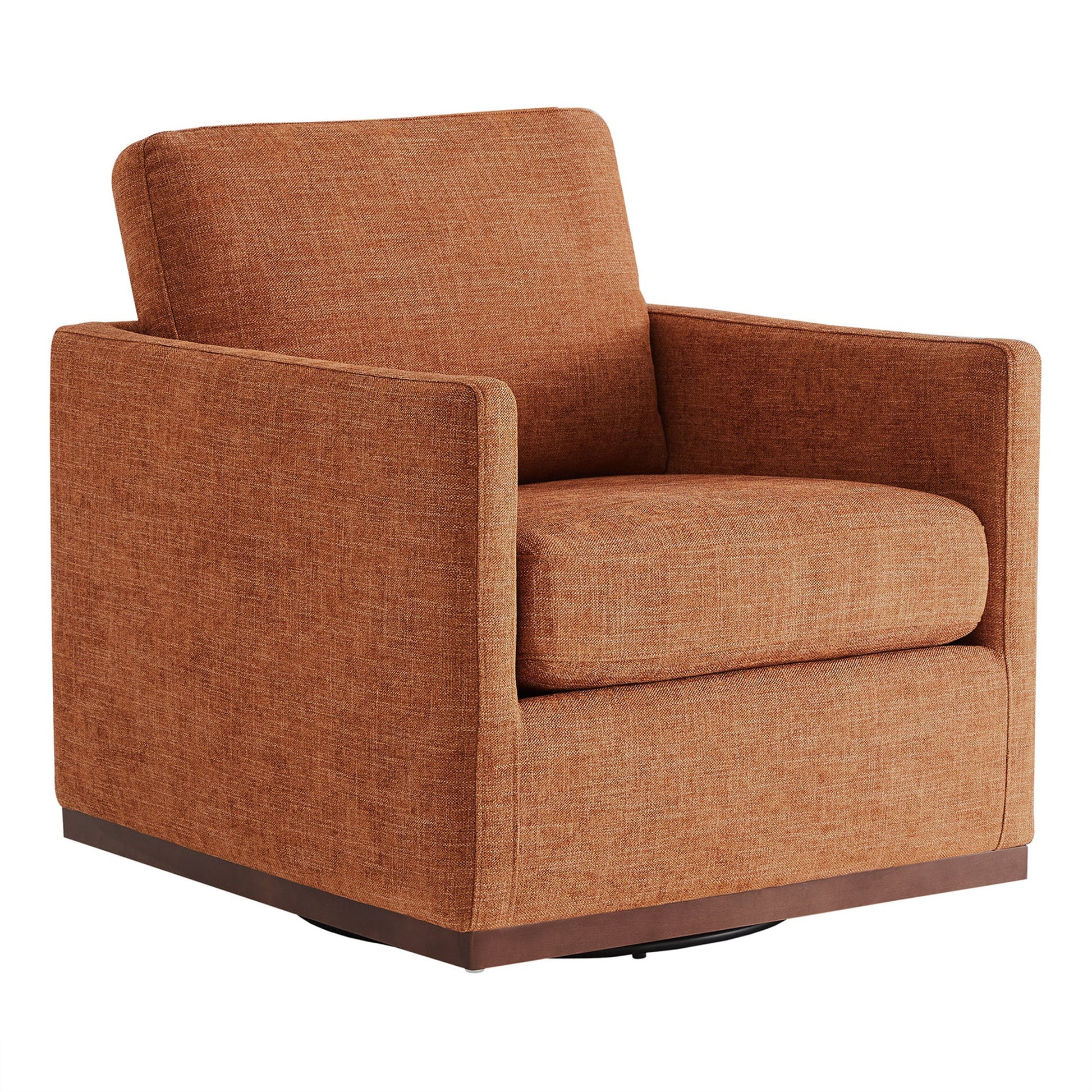 CHITA LIVING-Henry Swivel Accent Chair with Wood Base-Accent Chair-Fabric-Terracotta-