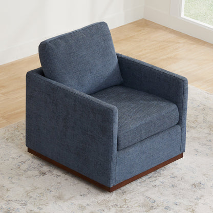 CHITA LIVING-Henry Swivel Accent Chair with Wood Base-Accent Chair-Fabric-Blue-