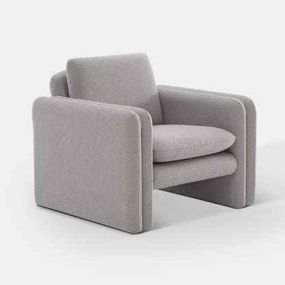 Kallen Modern Lounge Armchair in soft gray fabric with clean lines - CHITA Living