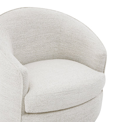 Luke Modern Swivel Accent Chair in light grey fabric showcasing its cozy round design - CHITA Living