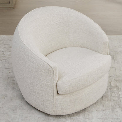 Cream swivel accent chair with soft texture, ideal for cozy modern living spaces - CHITA Living