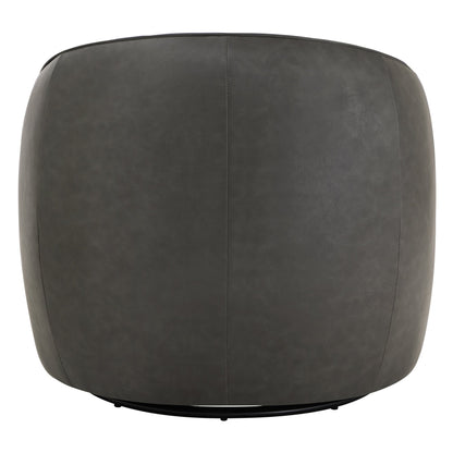 Back view of dark grey swivel accent chair, ideal for stylish modern interiors - CHITA Living