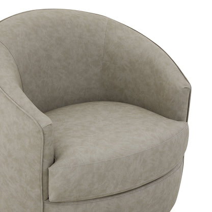 Luke Modern Swivel Accent Chair in light grey leather, perfect for cozy spaces - CHITA Living