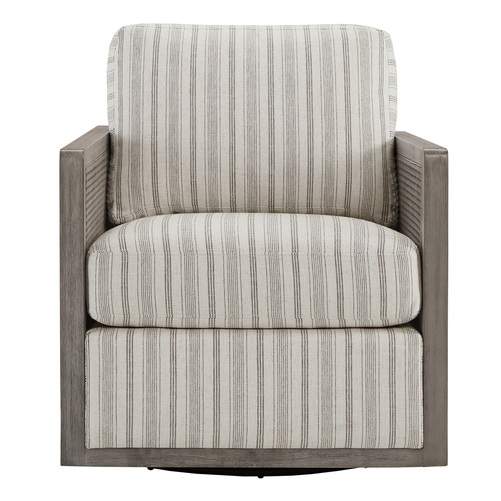 CHITA LIVING-Milly Classic Cane Swivel Armchair-Accent Chair-Gray-Gray-