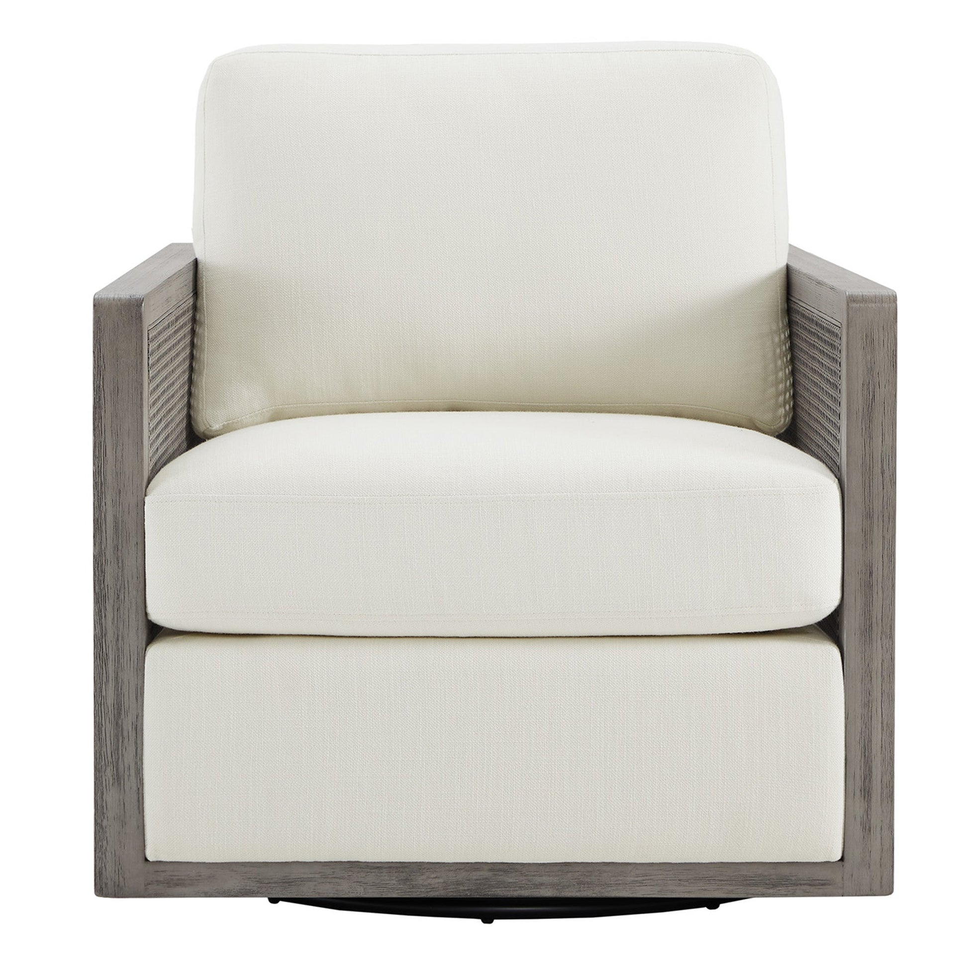 CHITA LIVING-Milly Classic Cane Swivel Armchair-Accent Chair-Gray-Cream-