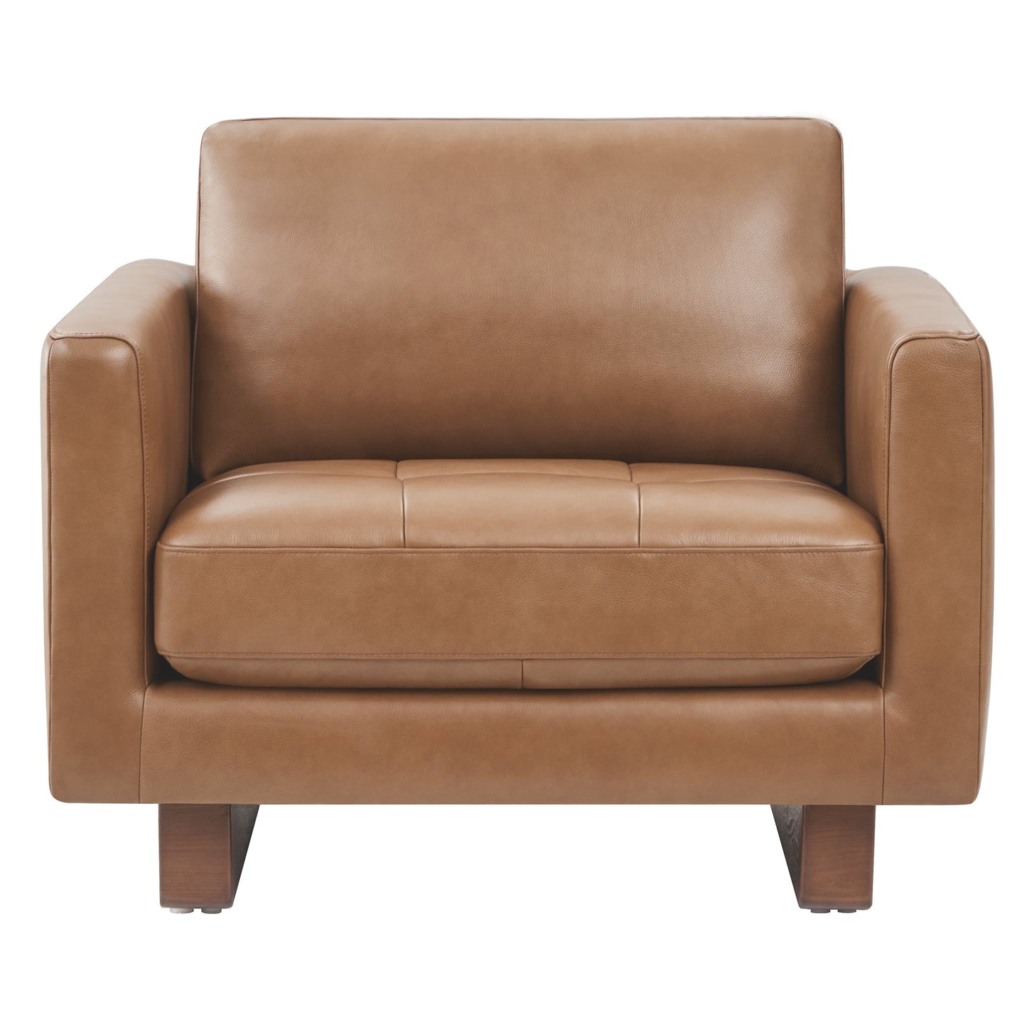 CHITA LIVING-Senan Mid-Century Modern Genunie Leather Armchair-Accent Chair-Genuine Top-grain Leather-Chair with Wood Legs-