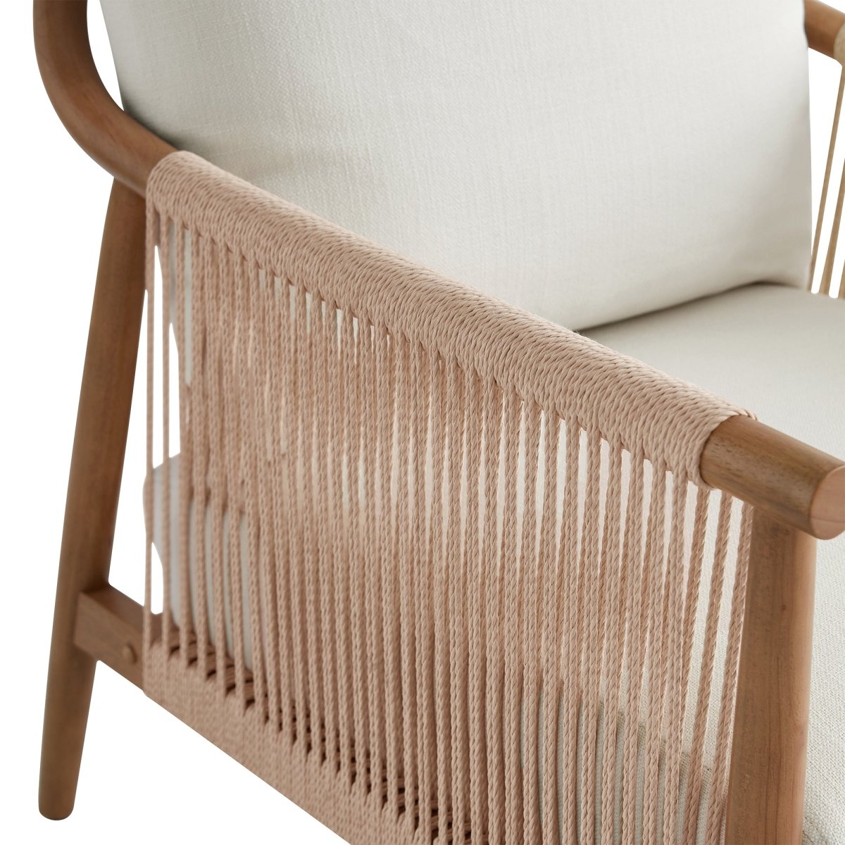 Sienna Modern Braid Chair featuring braided paper cord arms and cream cushion - CHITA Living