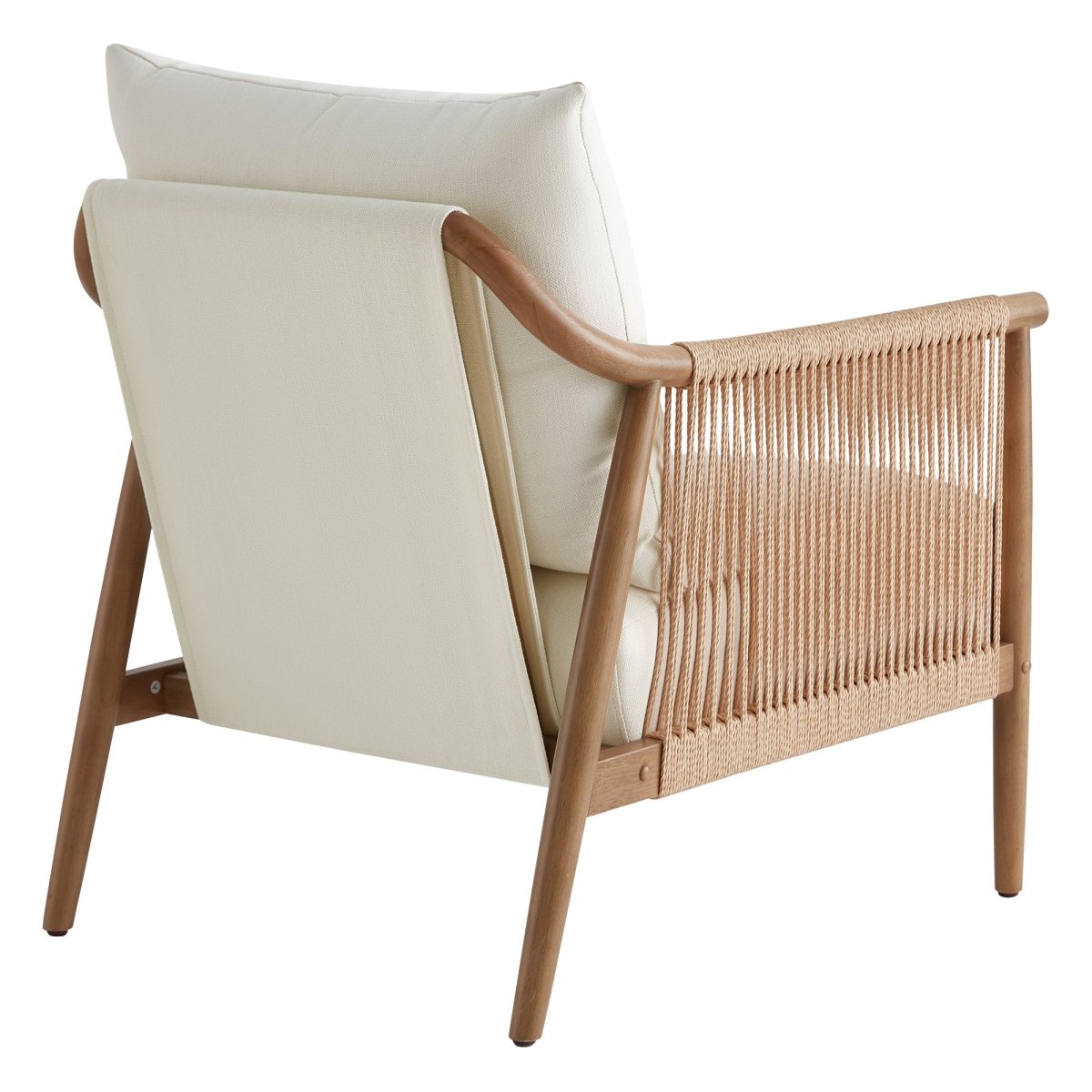 Modern chair with cream cushion and braided backrest in a bright, stylish living space - CHITA Living