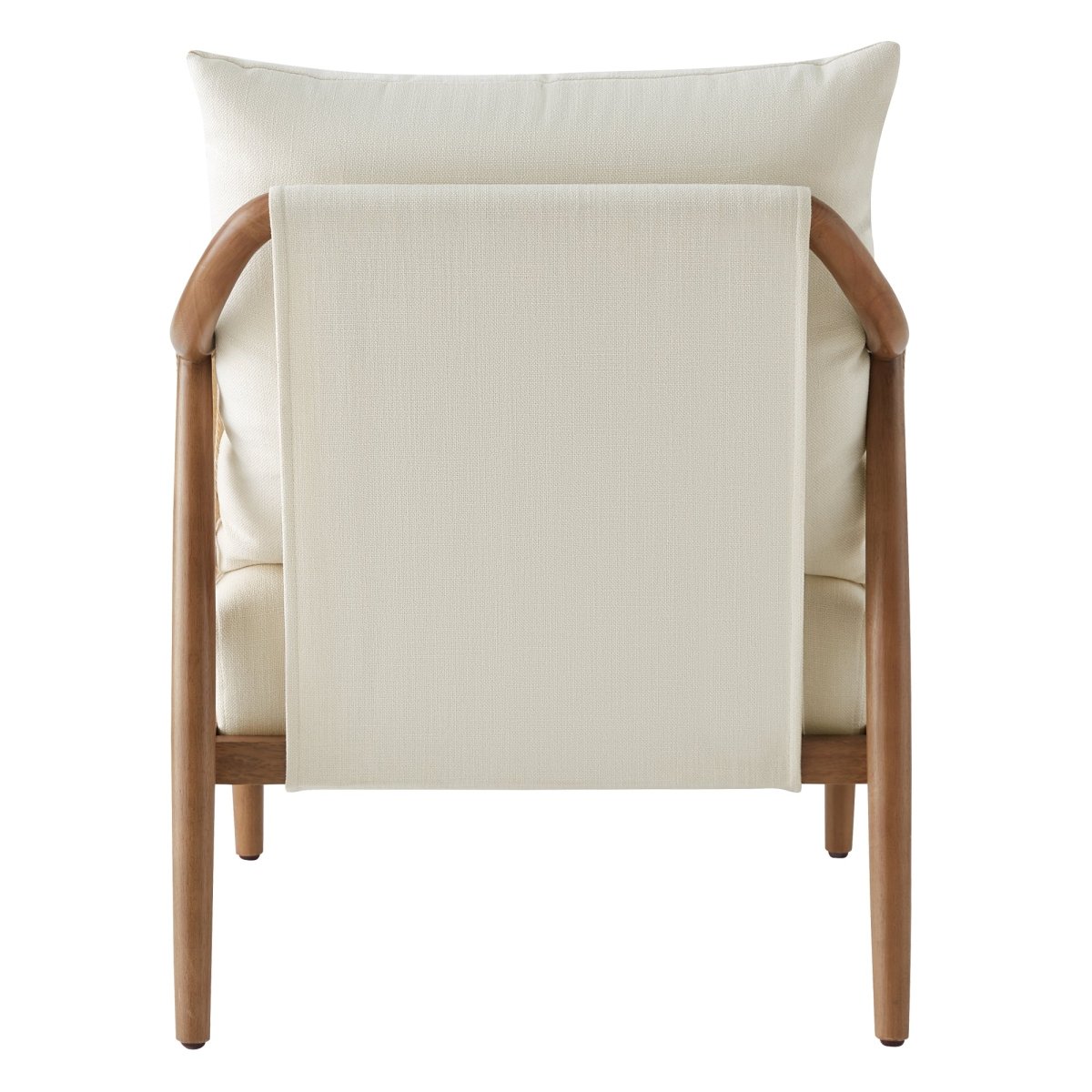 Back of Sienna Modern Braid Chair with cream cushion and wooden frame - CHITA Living