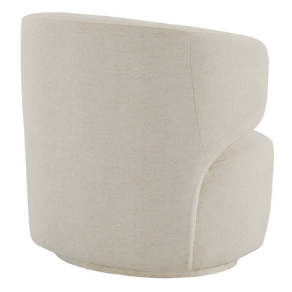 Back view of Skylar modern swivel accent chair in soft beige with contemporary curves - CHITA Living