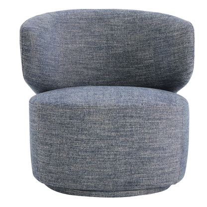 Skylar modern swivel accent chair in dark denim with contemporary round shape - CHITA Living