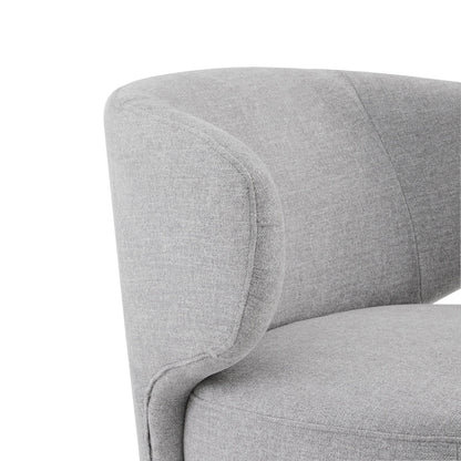 Skylar modern swivel accent chair detail with soft grey fabric and curved backrest - CHITA Living