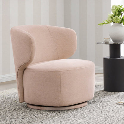 Skylar modern swivel accent chair in soft beige with contemporary curved design - CHITA Living