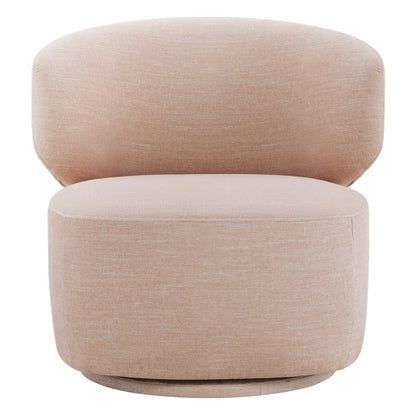 Soft beige Skylar swivel accent chair with modern curved design and plush upholstery - CHITA Living