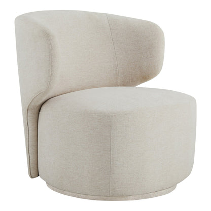 Curvy beige swivel accent chair with soft upholstery and modern design - CHITA Living