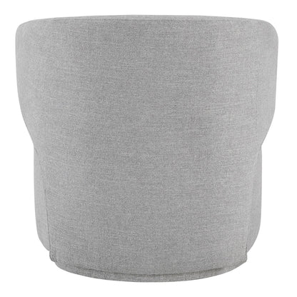 Back view of Skylar modern swivel accent chair in soft grey fabric with contemporary design - CHITA Living