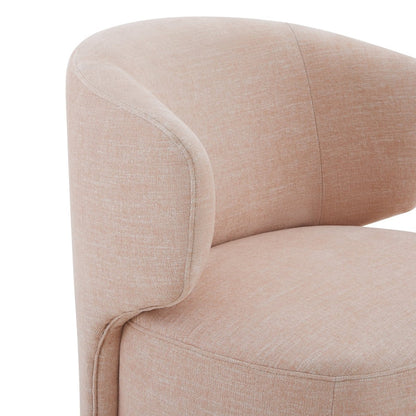 Close-up of Skylar swivel accent chair in soft beige highlighting plush upholstery and curves - CHITA Living