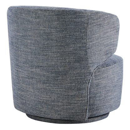 Skylar modern swivel accent chair back view in soft grey fabric with contemporary curves - CHITA Living