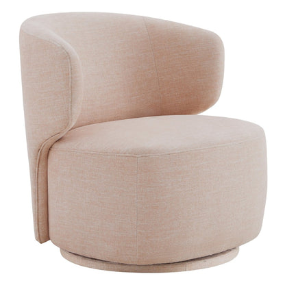 Skylar modern swivel accent chair in soft beige with round shape and plush upholstery - CHITA Living