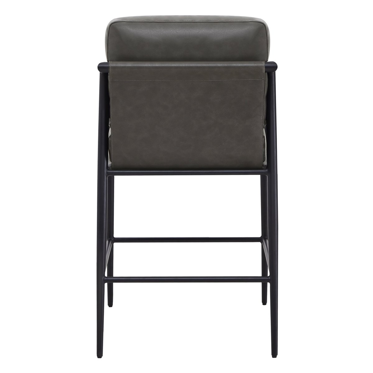 Back view of Charlotte Modern Counter Stool with green leather and metal frame - CHITA Living