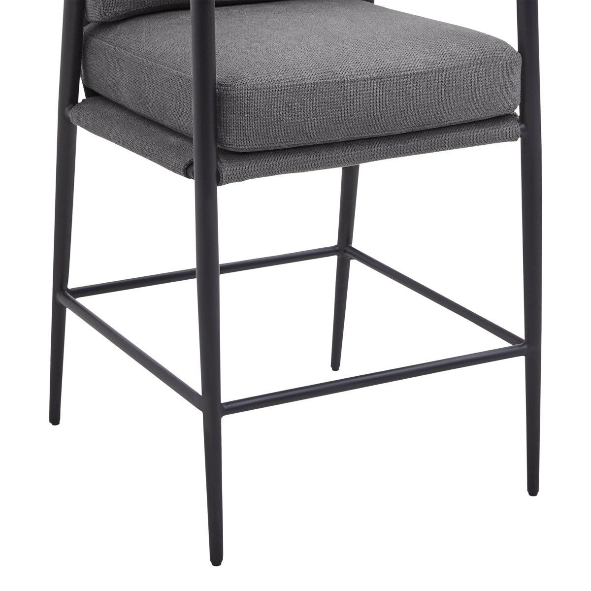 Gray fabric counter stool with metal frame highlighting minimalist design - CHITA Living