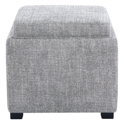 Textured gray cube storage ottoman with a soft lid, suitable for modern living spaces - CHITA Living