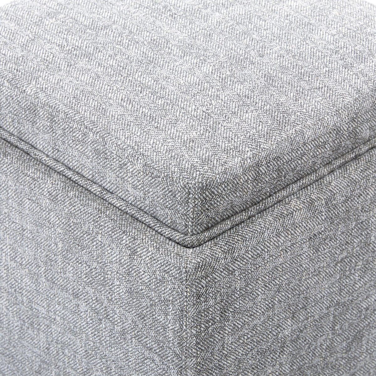 Textured gray cube storage ottoman highlighting soft lid and modern design - CHITA Living