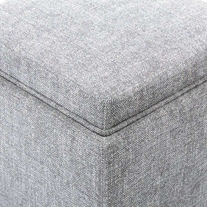 Textured gray cube storage ottoman highlighting soft lid and modern design - CHITA Living