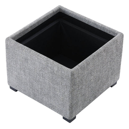 Gray cube storage ottoman with black interior, ideal for stylish living room storage - CHITA Living