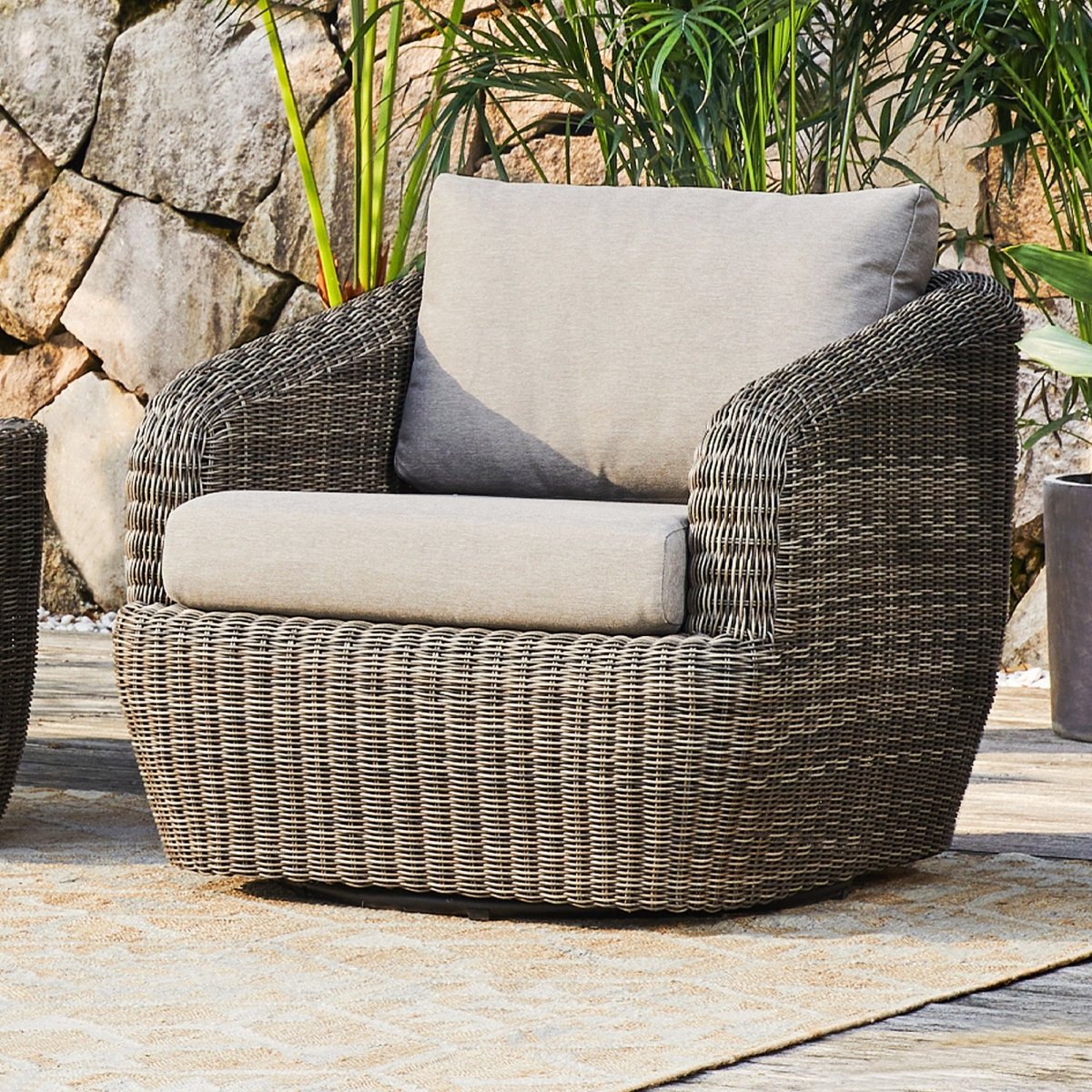 Liana Wicker Outdoor Swivel Accent Chair