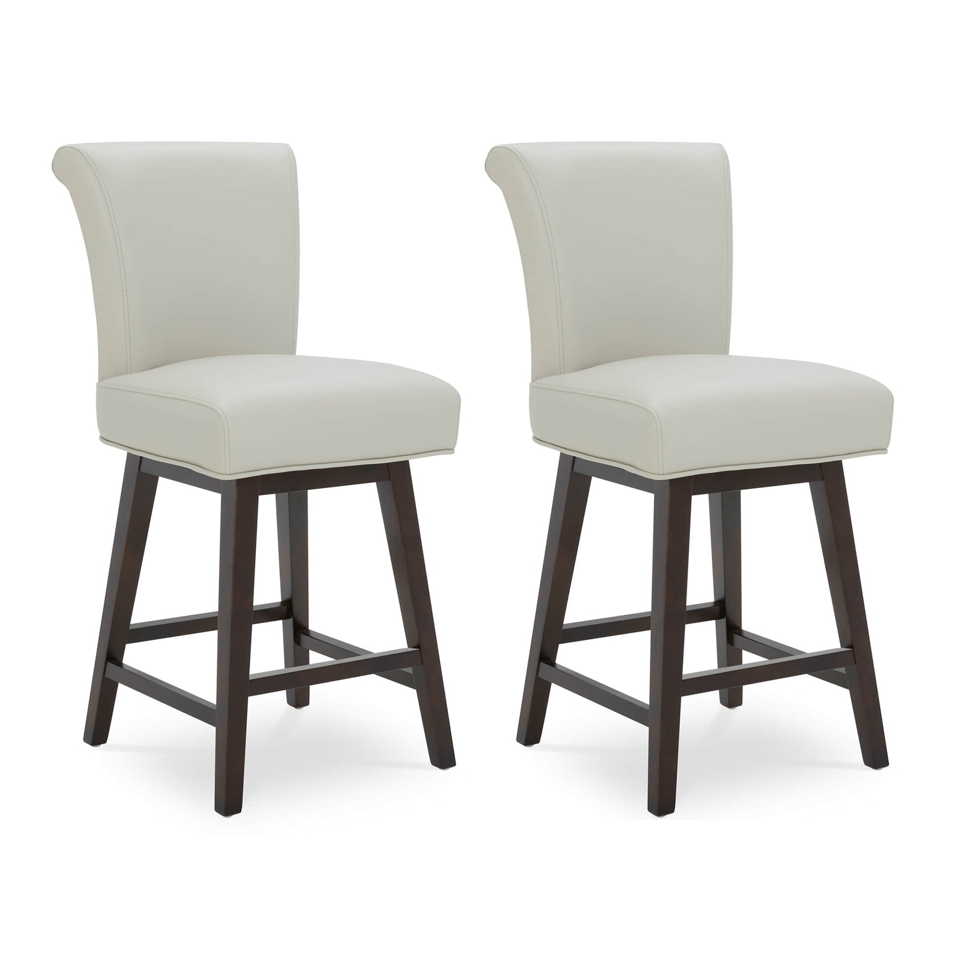 CHITA LIVING-Alina Modern Swivel Counter Stool-Counter Stools-Faux Leather-Light Gray-2-Pack
