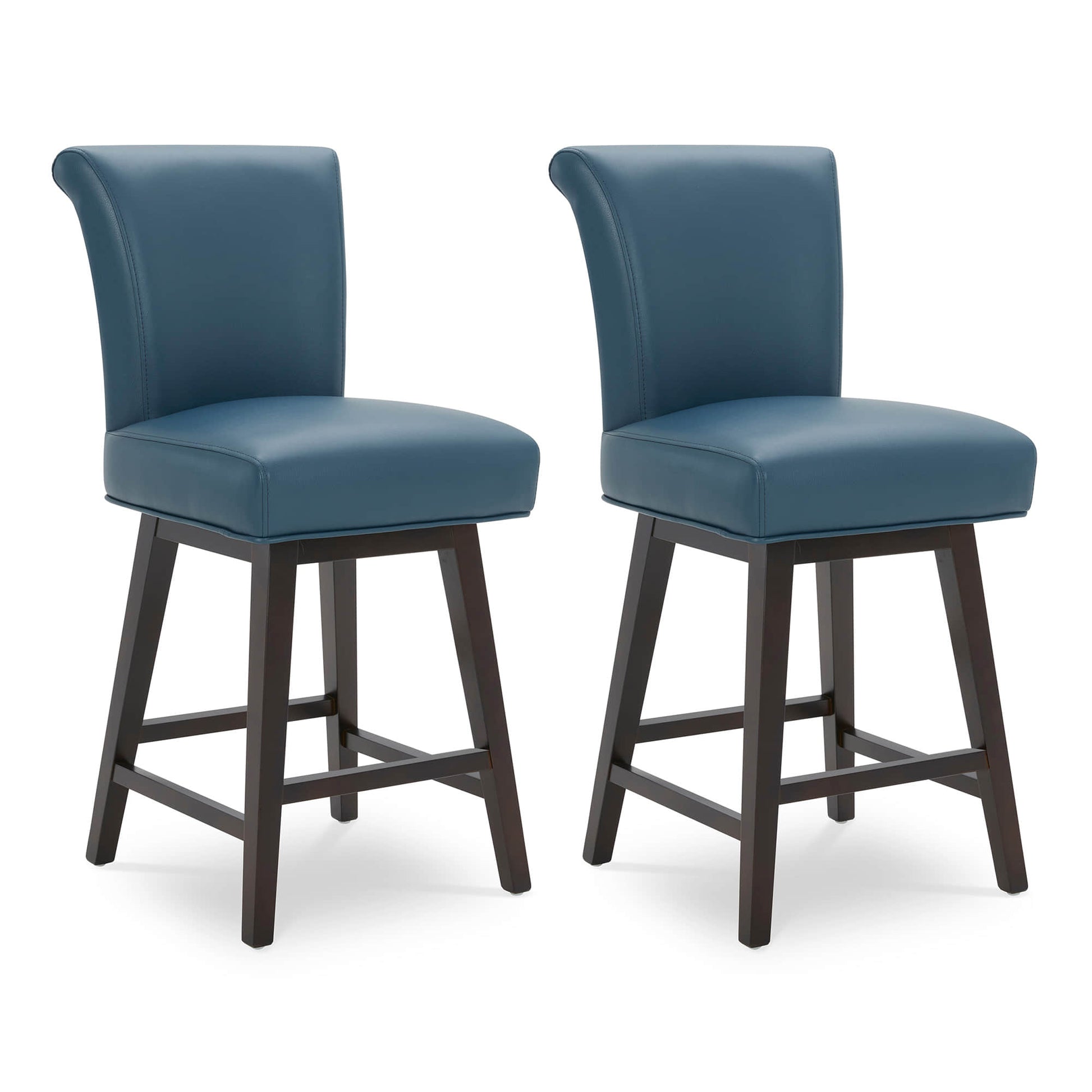 CHITA LIVING-Alina Modern Swivel Counter Stool-Counter Stools-Faux Leather-Blue-2-Pack