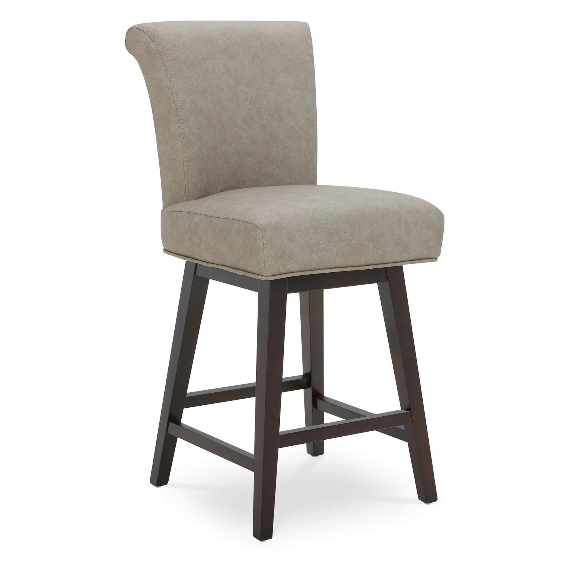 CHITA LIVING-Alina Modern Swivel Counter Stool-Counter Stools-Faux Leather-Stone Gray-1-Pack