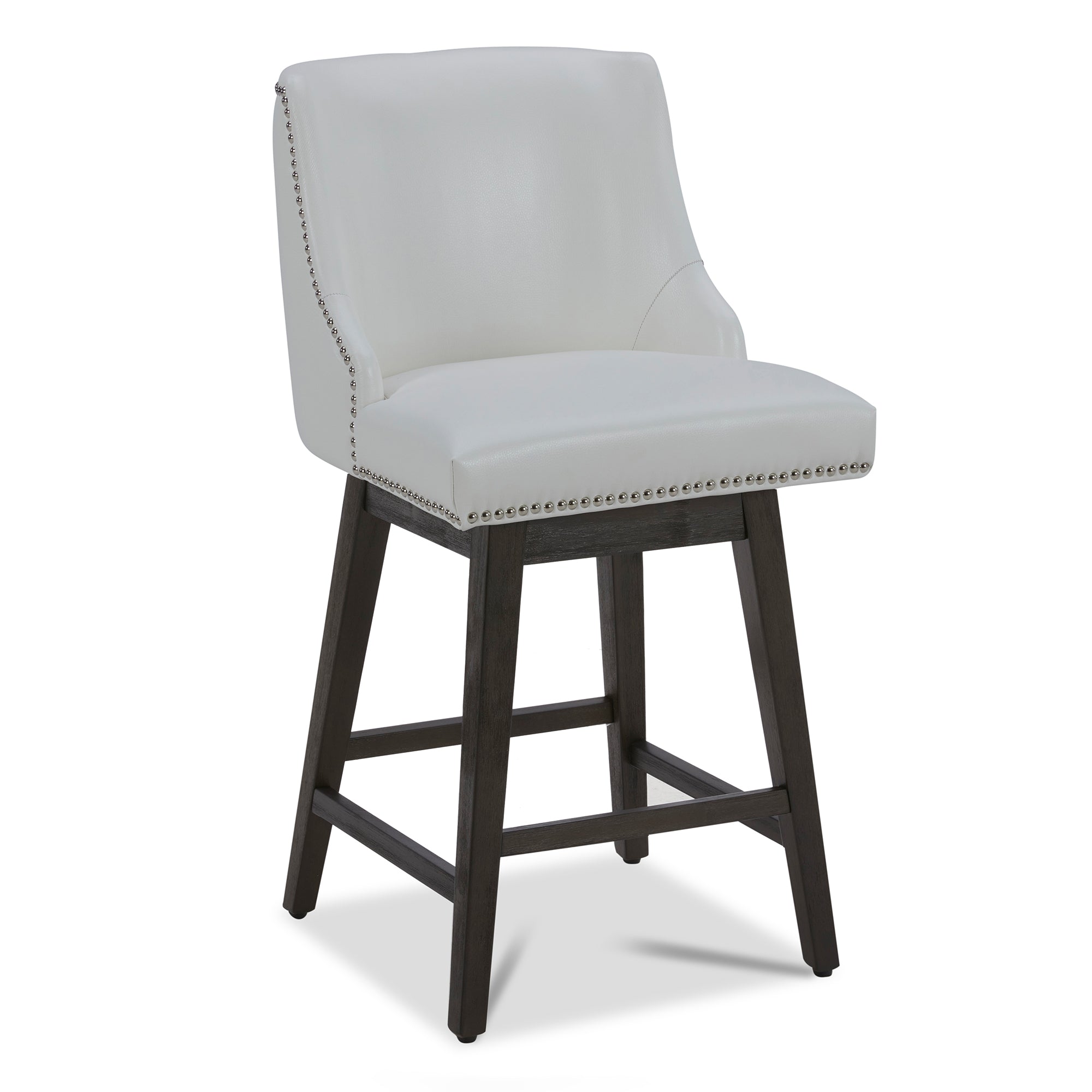 White leather bar best sale stools with nailhead trim