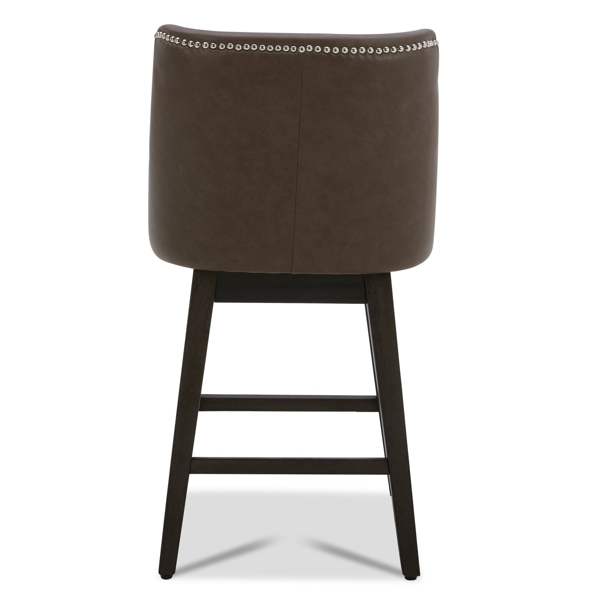 CHITA LIVING-Asher Swivel Counter Stool with Nailhead Trim-Counter Stools-Faux Leather-Chocolate-
