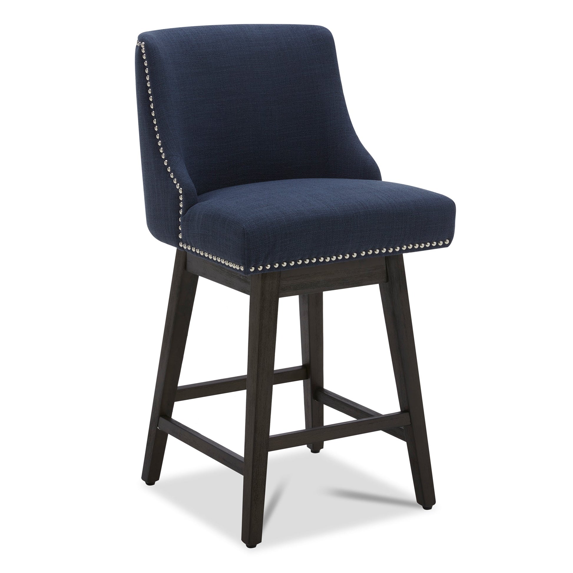 CHITA LIVING-Asher Swivel Counter Stool with Nailhead Trim-Counter Stools-Fabric-Insignia blue-