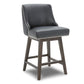 CHITA LIVING-Asher Swivel Counter Stool with Nailhead Trim-Counter Stools-Faux Leather-Black-